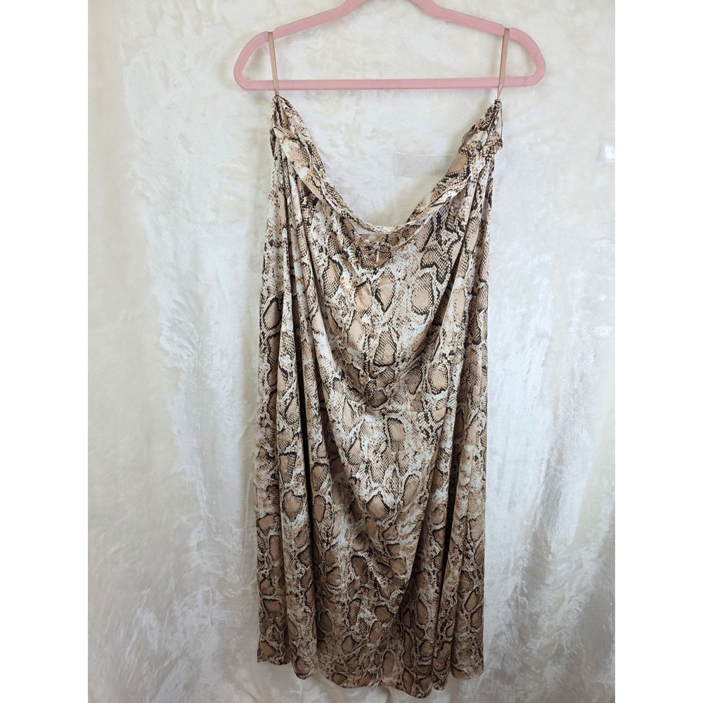 Canvas‎ Apparel The Shiloh Skirt 1X Brown Tan Snakeskin Animal Print Midi NWT